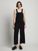 Front image of model wearing Drapey Suiting Wide Leg Jumpsuit in black