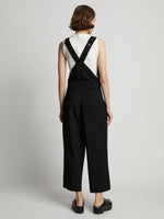 Back image of model wearing Drapey Suiting Wide Leg Jumpsuit in black