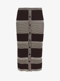 Flat image of Mini Stripe Button Front Skirt in dark brown/off white