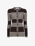 Flat image of Mini Stripe Cardigan in dark brown/off white