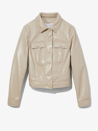 Flat image of Vinyl Cropped Jacket in fawn
