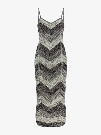 Flat image of Marled Stripe Knit Maxi Dress in buttercream/black