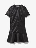 Flat image of Faux Leather Ruffle Mini Dress in black