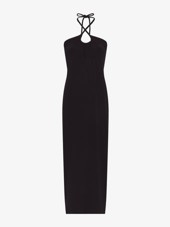 Flat image of Halter Knit Jersey Dress in black