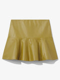 Flat image of Leather Ruffle Mini Skirt in sulphur