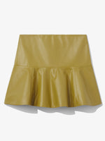 Flat image of Leather Ruffle Mini Skirt in sulphur