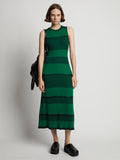 Front image of model wearing Mini Stripe Sleeveless Knit Dress in green/black