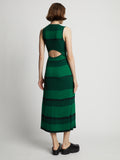 Back image of model wearing Mini Stripe Sleeveless Knit Dress in green/black