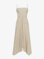 Flat image of Gingham Ruched Strappy Dress in buttercream/fawn
