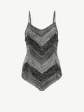 Flat image of Marled Stripe Body Suit in buttercream/black