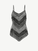 Flat image of Marled Stripe Body Suit in buttercream/black