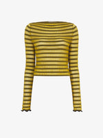Flat image of Sheer Stripe Sweater in sulphur/black