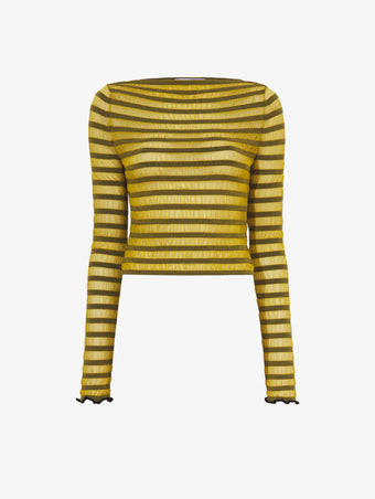 Flat image of Sheer Stripe Sweater in sulphur/black