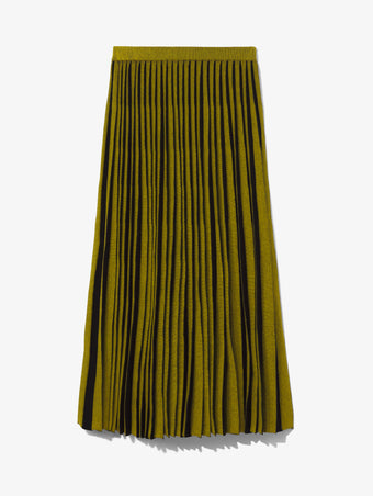 Flat image of Sheer Stripe Knit Skirt in sulphur/black