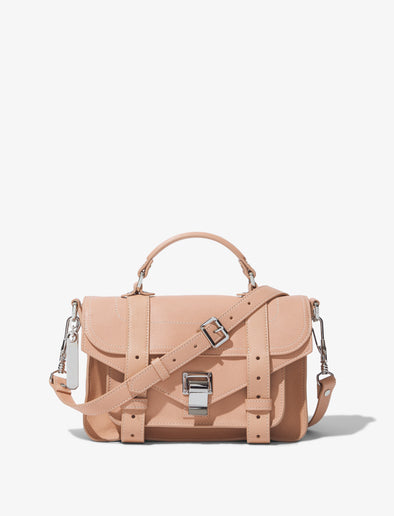 Front image of Topstitch PS1 Tiny Bag in LIGHT NUDE