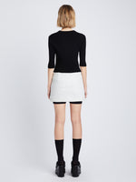 Back image of model wearing Boucle Tweed Skirt in off white