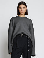 Front image of model wearing Eco Cashmere Oversized Sweater in grey melange