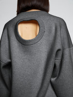 Detail image of model wearing Eco Cashmere Oversized Sweater in grey melange