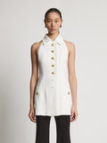 Cropped front image of model in Viscose Suiting Vest in white