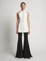 Front image of model in Viscose Suiting Vest in white