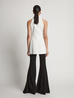 Back image of model in Viscose Suiting Vest in white