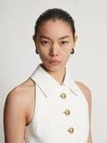 Detail image of model in Viscose Suiting Vest in white