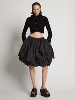 Front image of model wearing Boucle Tweed Crop Jacket in black