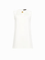 Flat image of Matte Viscose Crepe Top in white