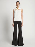 Front image of model wearing Matte Viscose Crepe Top in white