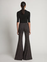 Back image of model in Printed Dot Cady Pants in khaki multi