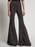 Detail image of model in Printed Dot Cady Pants in khaki multi