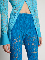 Detail image of model wearing Lace Pants in turquoise