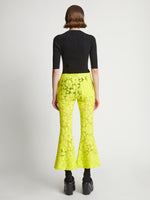 Back image of model wearing Lace Pants in citron