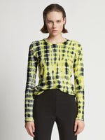 Cropped front image of model wearing Tie Dye T-Shirt in yellow multi