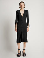 Front image of model wearing Viscose Knit Dress in black