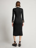 Back image of model wearing Viscose Knit Dress in black