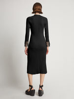 Back image of model wearing Viscose Knit Dress in black