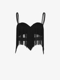 Flat image of Technical Nylon Fringe Bra in black