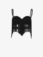Flat image of Technical Nylon Fringe Bra in black