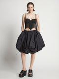 Front image of model wearing Technical Nylon Fringe Bra in black