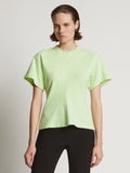 Cropped front image of model wearing Eco Cotton Waisted T-Shirt in lime