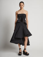 Front  image of model wearing Technical Nylon Strapless Top in black
