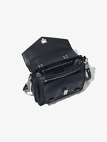 Aerial image of Crinkled Patent PS1 Medium Bag in BLACK.jpg