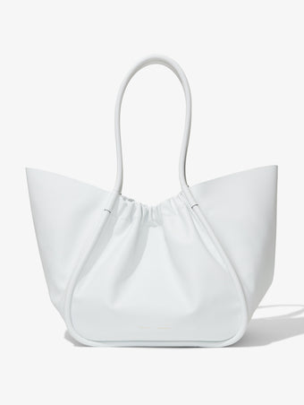 Front image of XL Ruched Tote in OPTIC WHITE