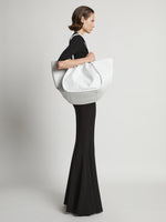 Image of model wearing XL Ruched Tote in OPTIC WHITE