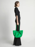 Image of model wearing Large Ruched tote in BOTTLE GREEN