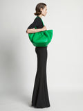 Image of model wearing Large Ruched tote in BOTTLE GREEN