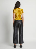 Back image of model wearing Tie Dye T-Shirt in sulphur/muted lime