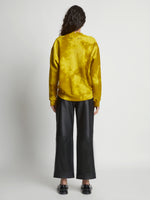 Back image of model wearing Tie Dye Sweatshirt in sulphur/muted lime