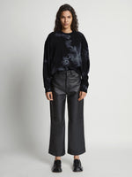 Front image of model wearing Tie Dye Sweatshirt in black/jade